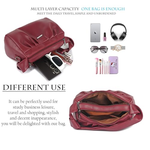 Image of Synthetic Leather Casual Top Handle Handheld Crossbody Travel Side Sling Bag For Women