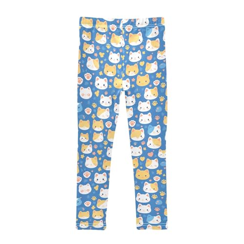 KLL Funny Cute Colorful Faces of Cats on Blue Toddler Baby Girl Basic Leggings Fashion High Waisted Yoga Pants Sports2