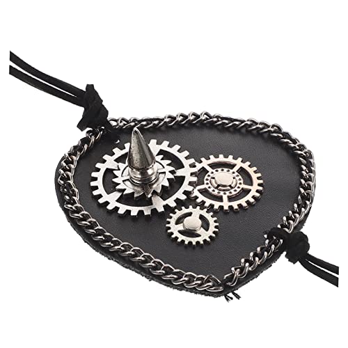 IWOWHERO レトロスルレザー独眼眼部罩 海賊コスプレ用眼帯 ハロウィン衣装向け耐久性快適装着ノベルティアイマスク