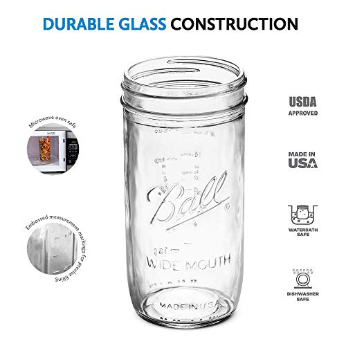Wide Mouth Mason Jars 24 Oz [5 Pack] With Airtight Lids And Bands - For Canning, Fermenting, Pickling, Freezing - Glass Jars, Microwave & Dishwasher Safe. + Sewanta Jar Opener #TOP3