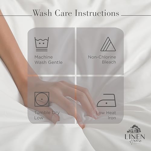 Image of Linen Home 100% Cotton Percale Sheets King Size, Charcoal, Deep Pocket, 4 Pieces Set - 1 Flat, 1 Deep Pocket Fitted Sheet and 2 Pillowcases, Crisp Cool and Strong Bed Linen