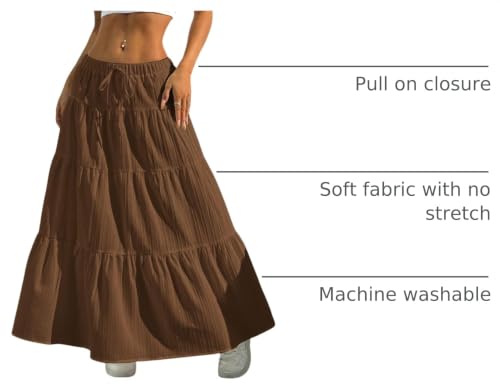 Image of Verdusa Women's Long Maxi Skirt Boho Flowy Flared Ruffle Skirts 2026 Beach Vacation Summer Going Out Outfits