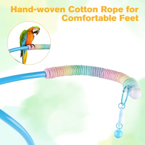 Image of Bird Perch Stand,Bendable Desktop Parrot Training Stand with Tray,Easy to Clean Bird Tabletop Platform Toy,Parakeet Playground Play Stand for Lovebirds Pigeon Budgies,Small Animals(Blue)