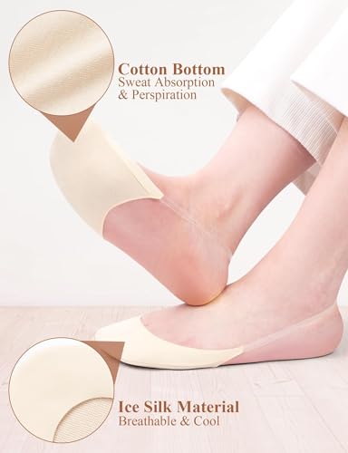 Becellen 4 Paires Chaussettes Invisibles Femme, Anti-Dérapant Protège-Pieds Socquettes avec Transparent TPU Sling pour Pompes Talons – vue 4