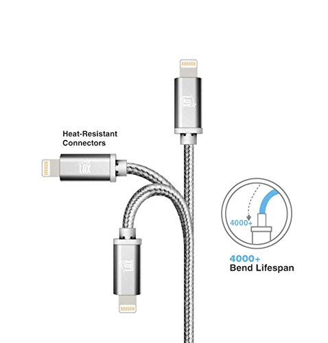 LAX iPhone Charger Lightning Cable - MFi Certified Durable Braided Apple Lightning USB Cord for iPhone 11/11 Pro Max/XS Max/X/iPad, iPod & More