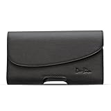 Premium Leather Belt Clip Pouch Case Holster For Samsung Galaxy Note 4 (Fits with Otterbox Case / Lifeproof Case on)