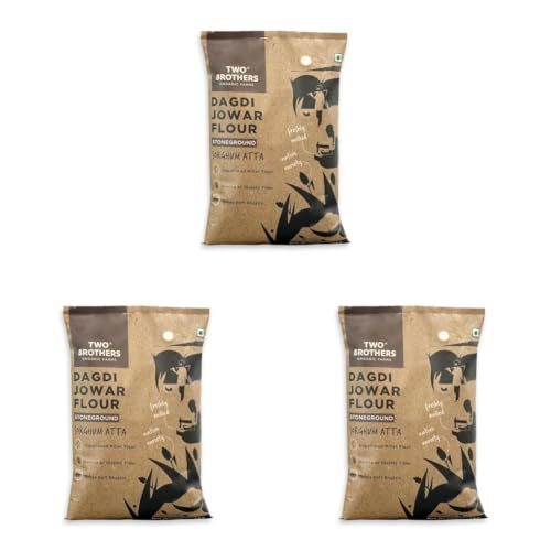 Image of Two Brothers Organic Farms - Jowar Atta (2kg) | Vitamins & Minerals Rich Cereal | Stoneground Sorghum Flour | Desi Dagdi Variety | Gluten Free Flour | Use It To Make Bhakris, Porridges and Soups