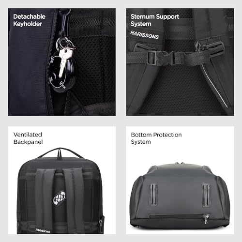 Image of HARISSONS Dominus Business Laptop Backpack | 35L | Fits 15.6 inch Laptop | 1000D PU-Coated Polyester | Work, Travel & Commute | USB Charging & Rain Cover