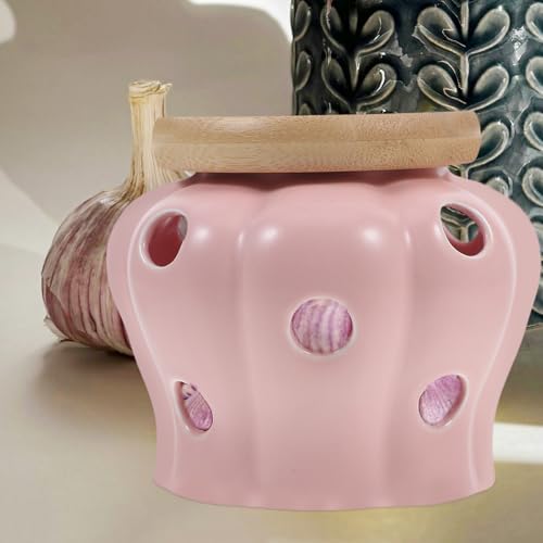 Recipiente de cerámica para ajos Zerodeko con tapa y diseño ventilado 7