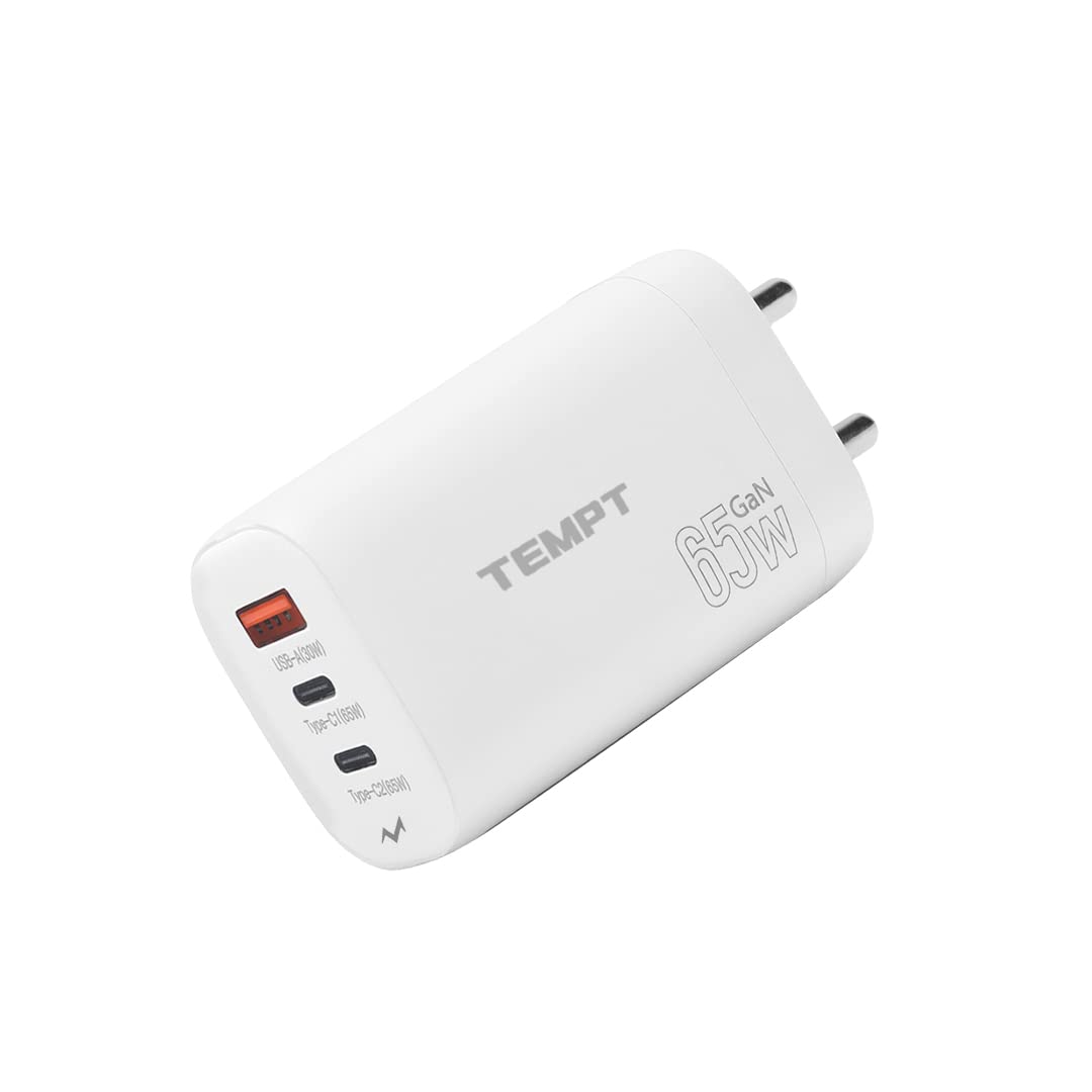 Tempt Alpha 65W Triple Port Smart Fast Charging Adaptor with GaN
