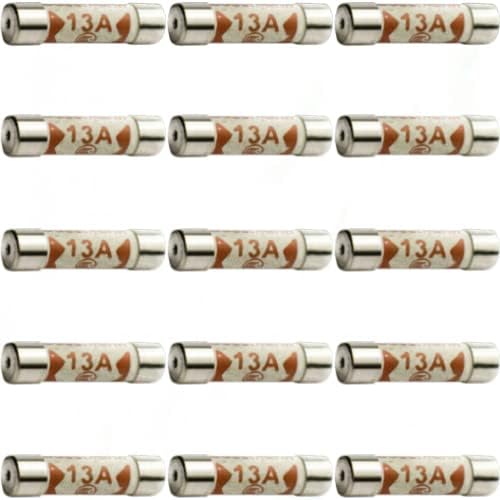 15 x 13A Fuses UK, BS1362 Household Ceramic 13 Amp Fuses Pack of 15pcs for UK