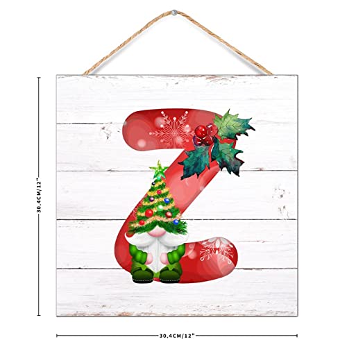 Décoration murale bois Père Noël initiale Z pour suspendre maison - 3