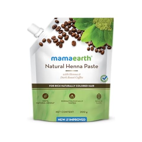 Mamaearth Heena Paste with Dark Roast Coffee | Ready-to-Use for Naturally Colored Hair | Helps Reduce Premature Graying & Gives Long Lasting Natural Color | 7.05 Oz/200g Cover