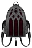 Restyle RUBRUM LUX Sac à dos gothique en cuir végan et velours bordeaux,...