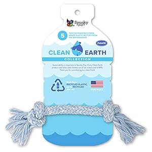Spunky Pup Clean Earth Recycled Rope Dog Toy | Made in USA | Made from 100% Recycled Water Bottles, Small, Blue, (7121)