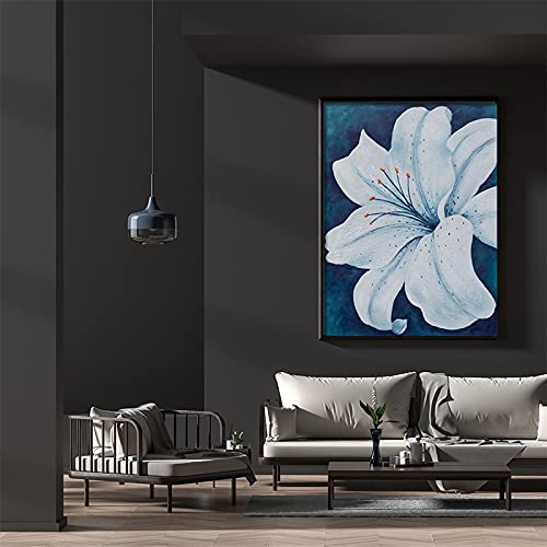 Toile murale fleur blanche zen pour un salon moderne et nordique