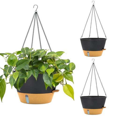 ZMTECH Large 12Inch Self Watering Hanging Planter, Water Window & Chain