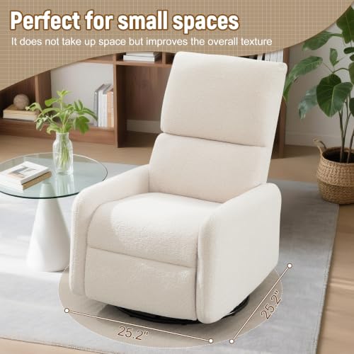 Image of Korser Recliner Chair, Nursery Rocker Chair with Side Pockets, Small Recliners for Small Spaces, Swivel Rocker Recliner Chair for Adults, Sherpa Swivel Accent Chairs for Living Room, Nursing