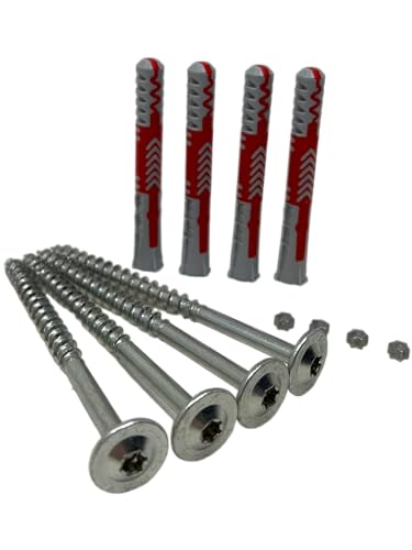 INKgrafiX® 4x XXL Sicherheitsschrauben (6x120)+Dübel - FISCHER+SPAX - Einbruch Schutz Gitter - Edelqualität mit Schlagsternen - IG66886 - Werkzeug Schrauben Sicherheit Fenstergitter