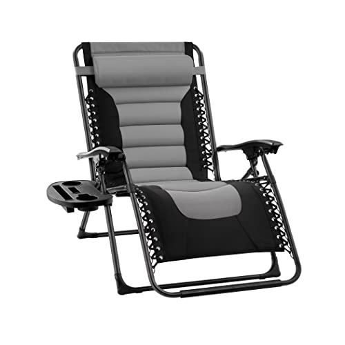 groundlevel Extra Wide Garden Zero Gravity Chair with padded seat (Grey)