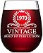 50th Birthday Gifts for Women and Men Turning 50 Years Old - 15 oz. Vintage 1970 Wine Glass - Funny Fiftieth Gift Ideas, Party Decorations and Supplies for Him or Her, Husband, Wife, Mom, Dad