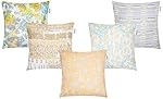 Solimo Luvem Polyester Printed Cushion Covers, Set of 5, 16 x 16 inch