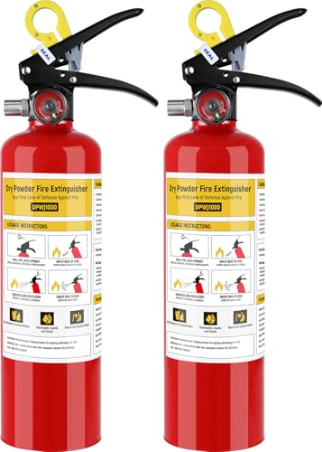 2 Pack ABC Dry Chemical Fire Extinguisher - 2.2 lb, 1A:10B:C Fire Extinguisher with Bracket for Home, Business, Boat, Truck, Quick Release Handle, Ideal for Electrical & Grease Fire Extinguisher