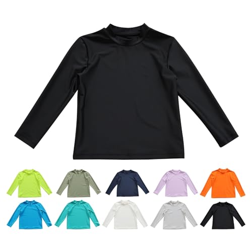 Kids Rash Guard Shirts Tops Plain Summer Multi Color Long Sleeve Collar Pullover Tops Boys Girls Beach Sport Cover Up