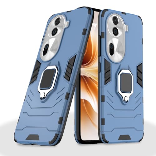 Image of Pikkme Oppo Reno 11 Pro 5G Back Cover | D5 Tough Armor Bumper | 360 Protection Case | Ring Holder Stand Case for Oppo Reno 11 Pro 5G (Blue)