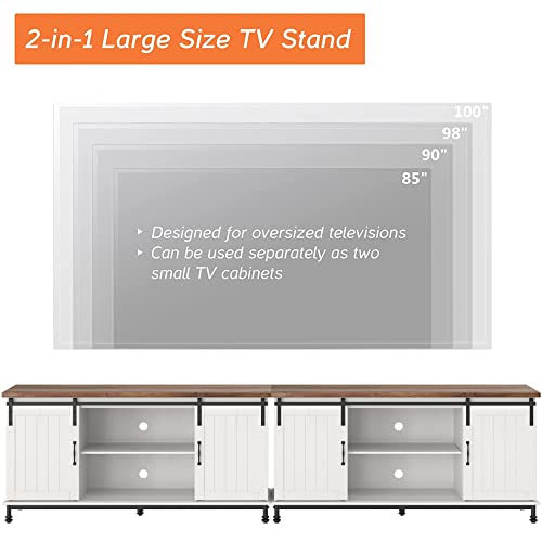 Wampat Led Tv Stand For Tvs Up To 85 Inch, White Entertainment Center For 85 Inch Tv Console Table Farmhouse Storage For Living Room Bedroom #TOP2