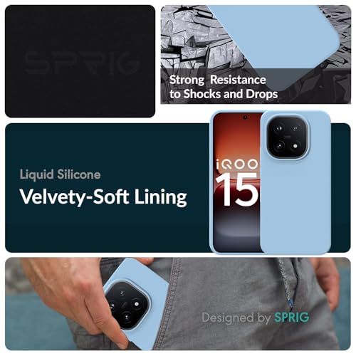 Image of SPRIG Compatible with IQOO 15 5G SilkTone Silicone Back Cover Drop Tested Shock Proof Mobile Case for Men, Women, Boys and Girls with Camera Protection (Blue)