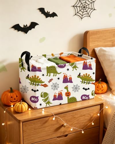 Image of Essme Rectangular Dinosaur Helloween Basket,Kids Storage Bins Organizer with Handles for Room Decor, Gift Basket.(Dinosaur Halloween)