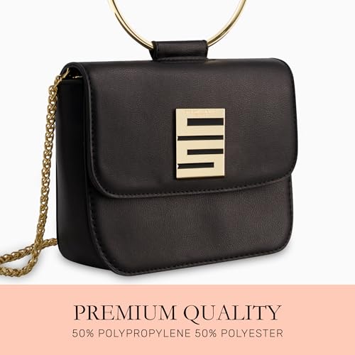 Image of Christian Siriano New York Women's Crossbody Bag Purse, Mini Flap Shoulder Handbag with Ring Handle and Chain Strap