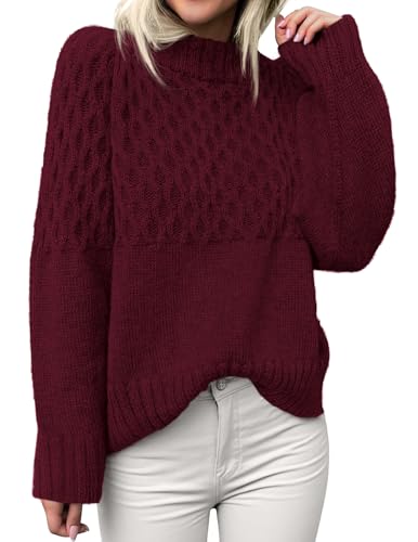 PRETTYGARDEN Oversized Sweaters for Women 2025 Fall Cute Cable Knit Long Sleeve Crewneck Chunky Pullover Tops Winter Clothing