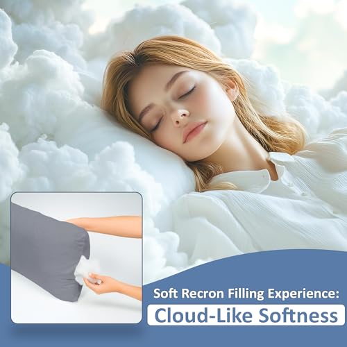 Image of ARLinen Sleeping Pillow Filler Set of 2 - Non-Woven Fabric, Fluffy Cotton Filling, Home, Hospital, Hostel & Travel Use - Dark Grey 20x40 Inch