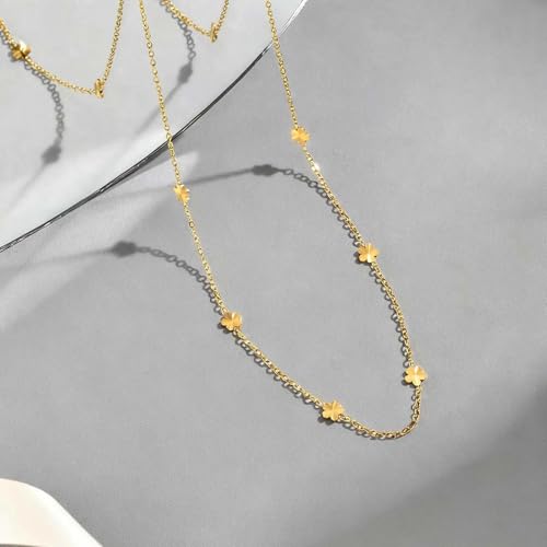 Collier pendentif fleur plaqué or, cadeau Saint-Valentin - 4
