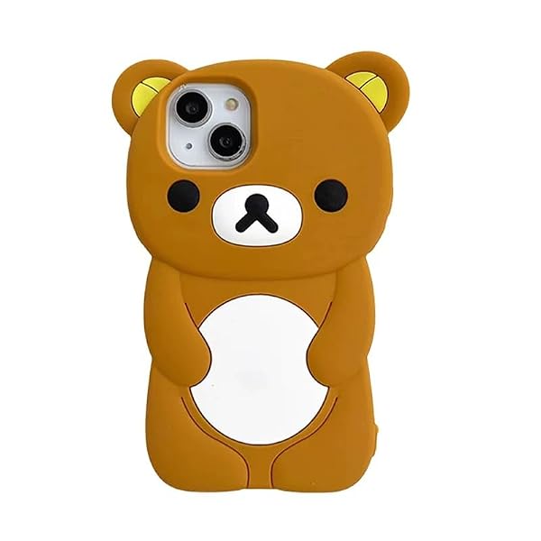 Ultra Thick Soft Silicone Case for Apple Teddy Bear Animal 3D Cartoon Japanese Cute Lovely Adorable Kawaii Kids Girls Women (Brown, for iPhone 15 Pro Max) by Fluffy Nut - Used condition - US$7.62