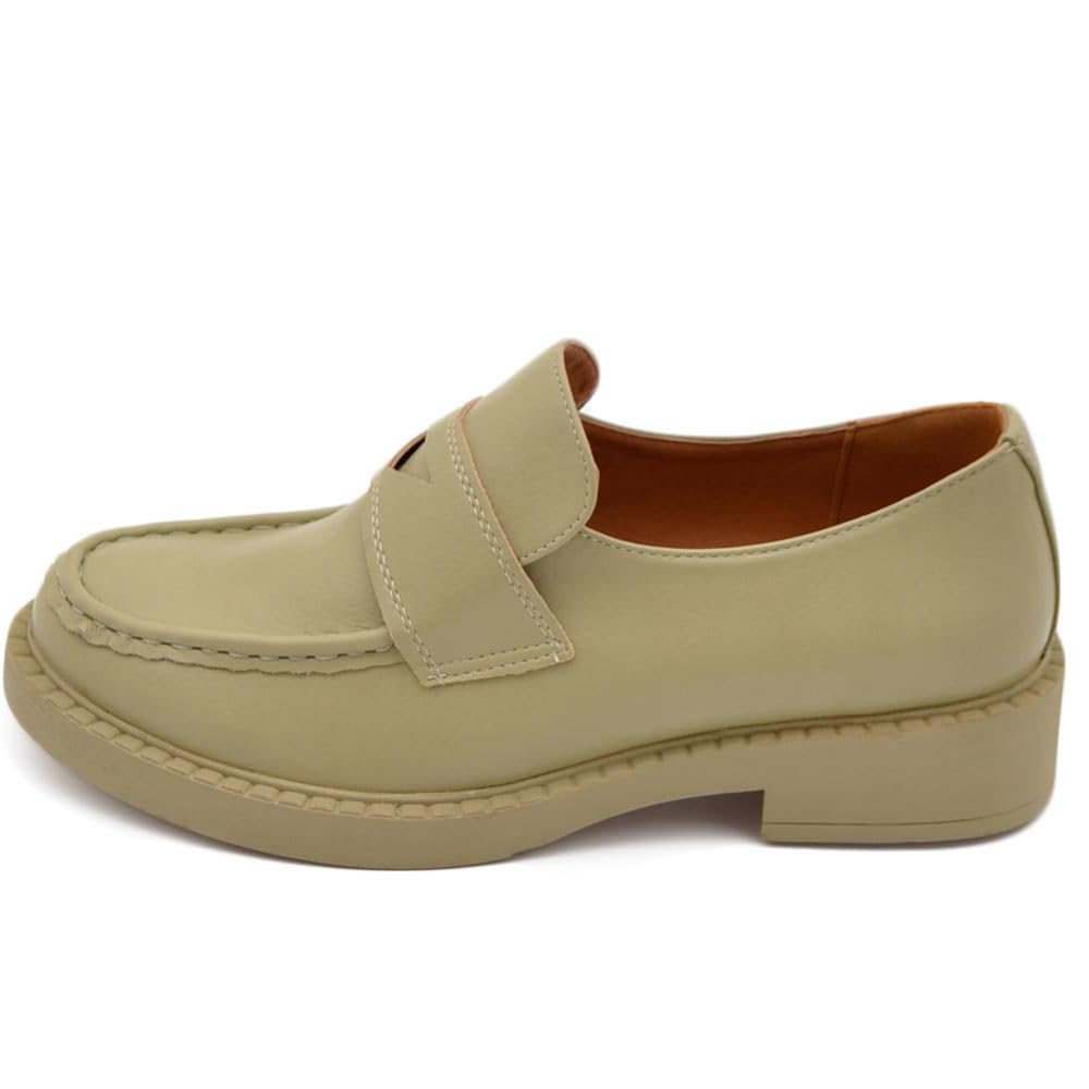 Mocassini Donna College Verde Salvia Pelle Morbida con bendina Suola Gomma Light Moda Tendenza
