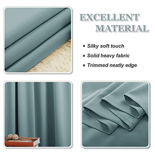 Image of PONY DANCE Small Curtains Blackout, Privacy Energy Efficiency Mini Curtains for Kids Bedroom RV Camper Windows Trailer Bathroom Kitchen Cabinet Window, W 42 x L 36, Fluorescent Blue, 2 Panels