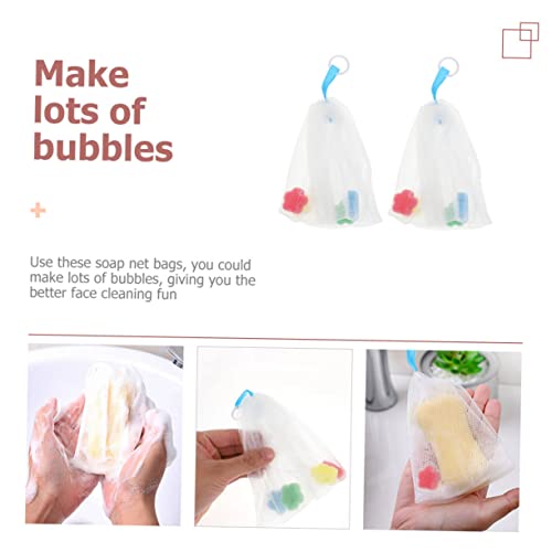 Beatifufu 2pcs Foaming Net Cleaning Soap Loofah Bag Soap Mesh Pouch Foam Soap Face Portable Soap Pouches Cleansing Foaming Soap Bags Dedicated Pe Mesh Bag White - Image 7