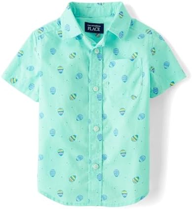 The Children's Place Baby Boys' and Toddler Poplin Short Sleeve B...