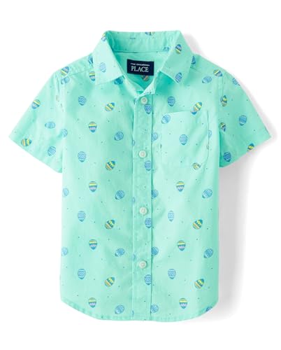The Children's Place Boys' and Toddler Poplin Short Sleeve Button...