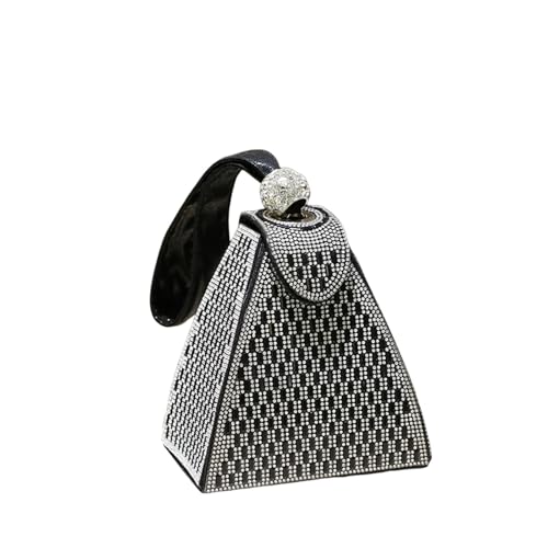2026 Señoras Cristal Bolso Bolso Cena Internet Bolso Bling Triángulo Pequeño Bolso, Negro , Talla única para todos