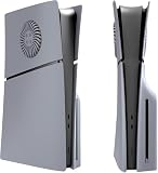FTWIND【新型】PS5 Slim 本体用 交換フェイスプレート＆サイドカバー ディスク版対応｜冷却設計モデルあり｜耐衝撃・傷防止｜ABS素材・簡単取付 (グレー+冷却口, ディスク版)