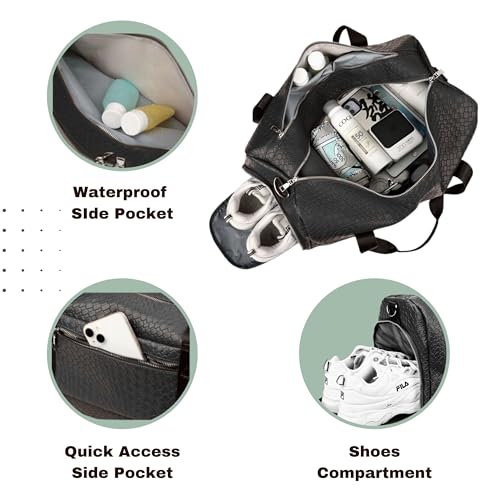 Image of Multi-Function Large Capacity Travel Bag (Leather Look, Black)