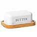 Produktbild SYLANDO Butterdose, Butterglocke für 250 g Butter, Butter Dish aus Edelstahl, Butterschale mit Holzdeckel, Weiß