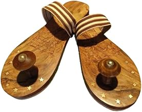 Wooden Cave Handmade Design khadau for Temple Decore | Khadau Wooden Slipper for Men & Women | Mandir Puja Ghar Decoration |Slippers for Priest, Saints, Rishis, Acharya's Guru Vedas