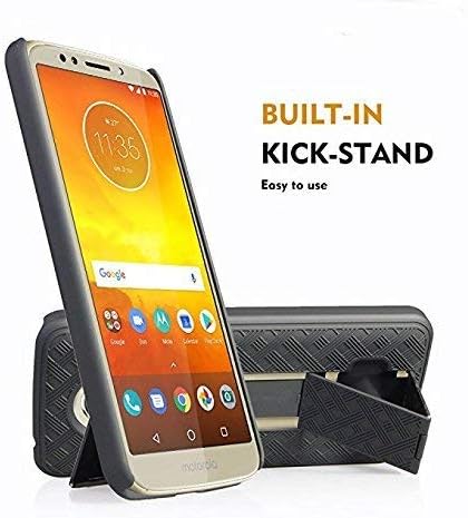 Miniatura 4 de Funda compatible con Motorola Moto G7, Motorola Moto G7 Plus con clip para cinturón, cubierta de funda con soporte cruzado negro nuevo diseño a