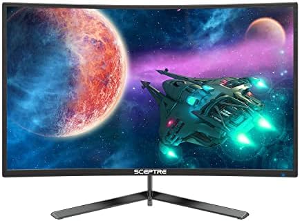 Sceptre 24-Inch,FHD 1080p Curved 144Hz Gaming Monitor AMD FreeSync 99% sRGB HDMI DisplayPort, Build-in SpeakersMachine Black