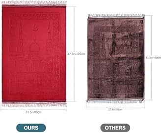 Z&Z living Space Muslim Prayer mat Extra Soft and Thick Padded Rug for Eid Travel Ramadan Islamic Gift and Great for Knees and Forehead